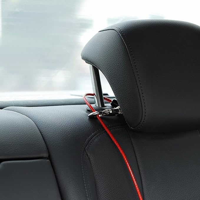 Dog Seat Belt Harness for Car,2pcs Dog Seatbelt of Coated Wire Leash Safety Restraint,No Chew Tether Cable Vehicle Dog Accessories,Double Clips &amp; Latch (2 Pack Red+Blue, 24 inch/60 CM)