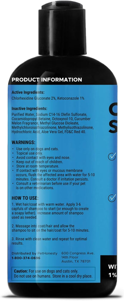 Chlorhexidine Cat &amp; Dog Seasonal Itch Relief Shampoo, for Allergies, Itching, Skin and Coat Supplement, Helps Shedding, Hot Spots, Deodorizing Dog Shampoo &amp; Grooming Supplies,16oz
