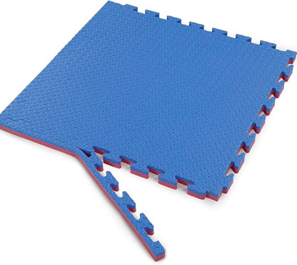Xspec 1" Extra Thick 48 sq ft Reversible EVA Gym Foam Floor Mat Tiles (24" x 24"), Steel Pattern, 12 pcs, Blue &amp; Red