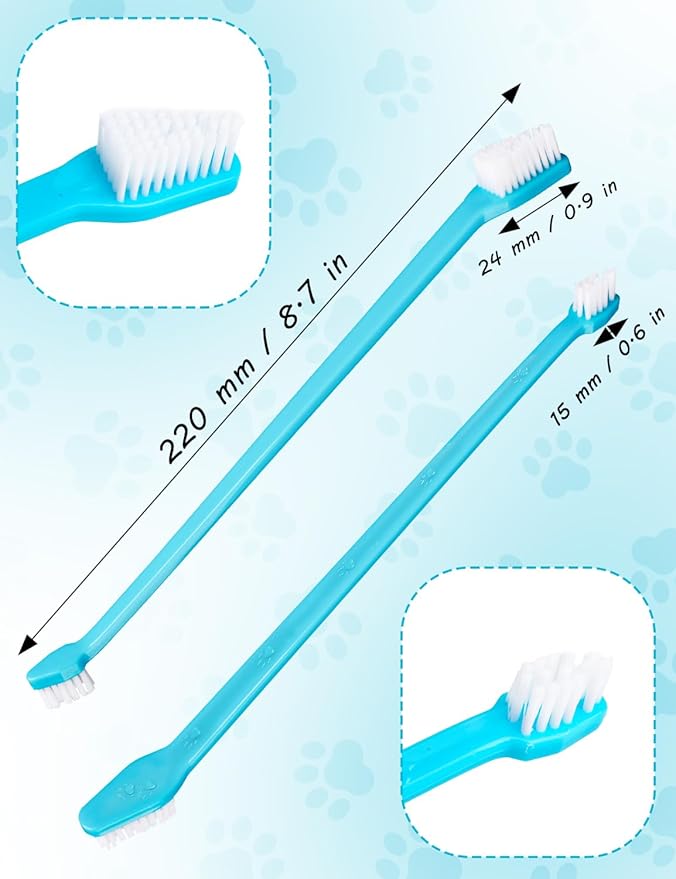 300 Pcs Dog Toothbrush Kit, Dual-Headed Toothbrush for Dogs &amp; Cats, 10 Colors