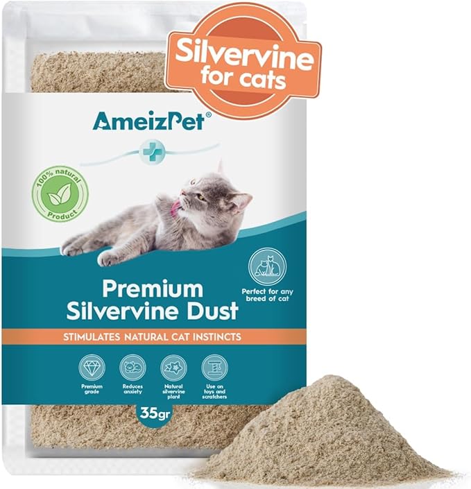 Silvervine Dust for Cats, Catnip Alternative for Training &amp; Play, Cat &amp; Kitten Behaviour Dust 35g (0.08 Oz)