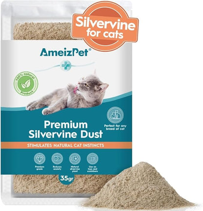 Silvervine Dust for Cats, Catnip Alternative for Training &amp; Play, Cat &amp; Kitten Behaviour Dust 35g (0.08 Oz)