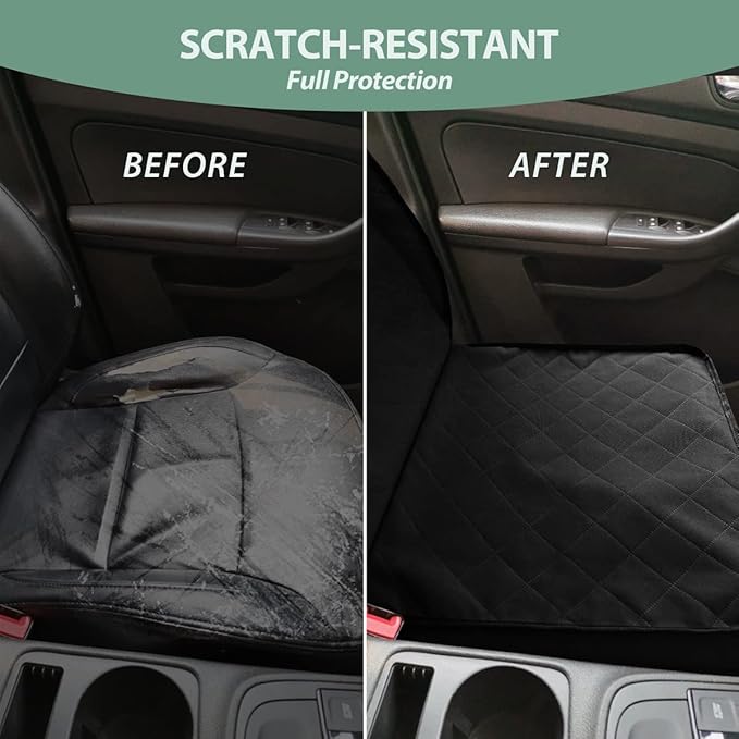 Dog Car Front Seat Cover with Side Flaps &amp; Buckle Straps for Pet, 100% Waterproof 600D Oxford Single Seat Protector Heavy Duty Quilted Scratch Proof, Universal Size for SUV Truck, Black