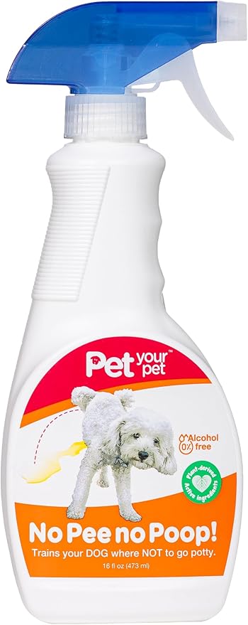 No Pee No Poop Dog Potty Training Spray, 16 Fl Oz – Non-Toxic Dog Spray to Prevent Peeing and Pooping – Natural No Urine Marking Scent Corrector - No Here Stops Dogs Peeing Indoor/Outdoor