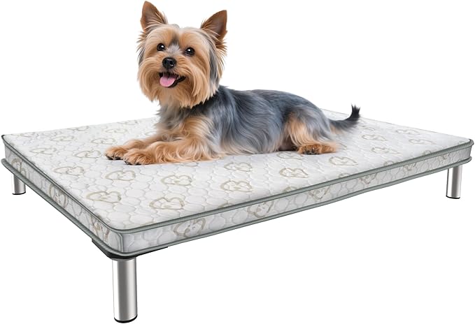 FXW TitanNest Chew-Proof Elevated Dog Bed, Raised Cot for Indoor/Outdoor/Camping Use, Durable &amp; Washable Padded Pet Bed with Exclusive Reuseable Cover for Toy Dogs, 24.0" L x 20.0" W x 4.1" H, Gray