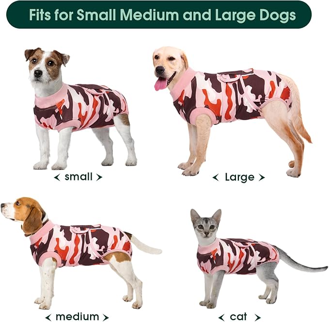 Kuoser Recovery Suit for Dogs Cats After Surgery, Professional Pet Recovery Shirt Dog Abdominal Wounds Bandages, Substitute E-Collar &amp; Cone,Prevent Licking Dog Onesies Pet Surgery Recovery Suit