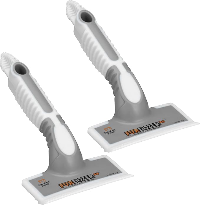 FurDozer X6 Pet Hair Remover &amp; Auto Detailing Tool - Cat &amp; Dog Hair Remover for Carpets, Car Interiors, Couches, Bedding, &amp; Pet Furniture - Reusable Pet Hair Removal Tool for Fur &amp; Lint (Grey, 2-Pack)