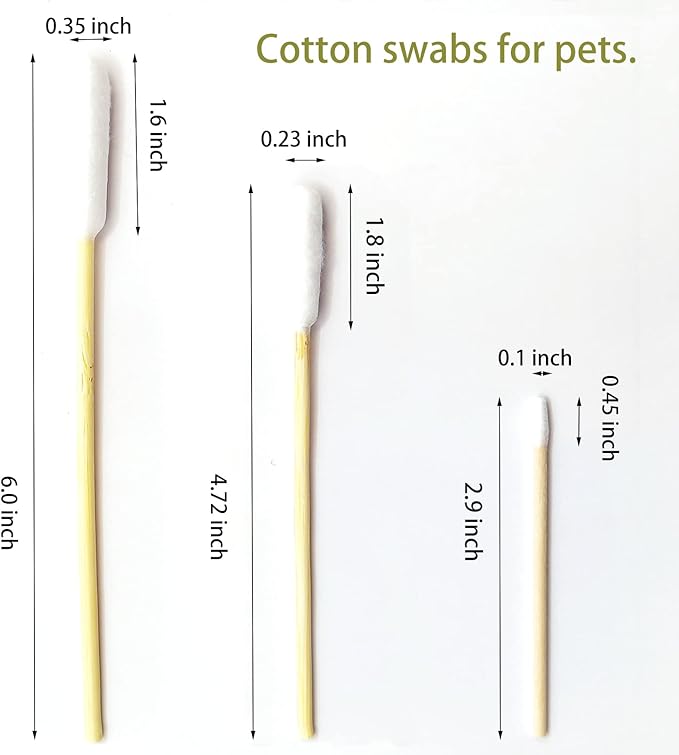 Long Cotton Swabs for Dog Ear Cleaning, 800pcs, 4.7 Inch Biodegradable Cotton Tips, Eco-Friendly Bamboo Cotton, Pet Ear Care &amp; Wound Treatment, 16 Resealable Bags