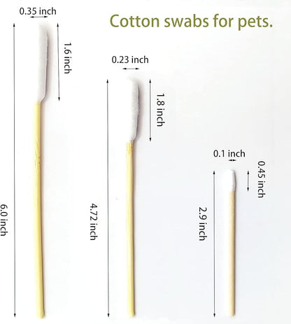 Long Cotton Swabs for Dog Ear Cleaning, 800pcs, 4.7 Inch Biodegradable Cotton Tips, Eco-Friendly Bamboo Cotton, Pet Ear Care &amp; Wound Treatment, 16 Resealable Bags