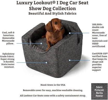 Snoozer Lookout I Car Seat - Dog Car Seats for Small Dogs, Puppy Booster Bed for Small &amp; Medium Sized Pets Up to 25 Lbs, Elevated, Washable - Medium, Palmer Dove
