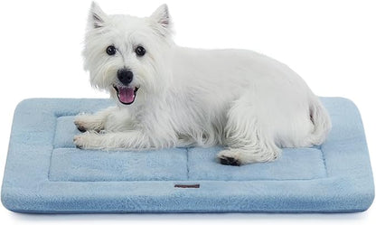 Made4Pets Dog Crate Pad Bed for Small Dogs, Washable &amp; Reversible, Anti-Slip Kennel Mat for Cozy Sleeping, Soft Fluffy Dog Bed for Indoor &amp; Outdoor Use, 24"x18", Blue