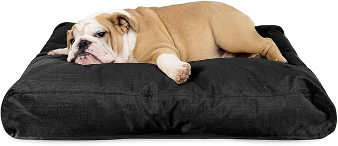 K9 Ballistics Tough Rectangle Pillow Medium Dog Bed - Removable Cover, Washable, Durable &amp; Water Resistant Dog Bed Made for Medium Dogs 33"x27", Obsidian Black
