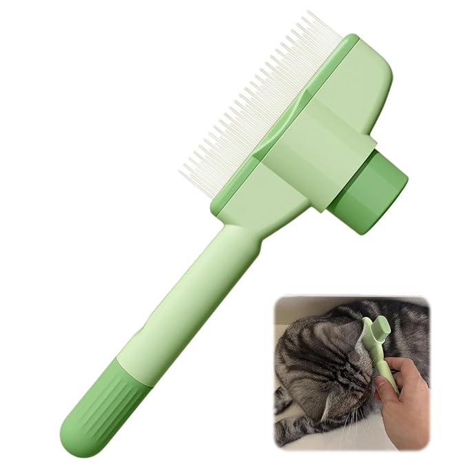 Pet Dematting Comb for Cats &amp; Dogs, Stainless Steel Grooming Tool with Rounded Teeth for Matted Fur, Tangles &amp; Loose Hair Removal, Ergonomic Handle for Easy Brushing