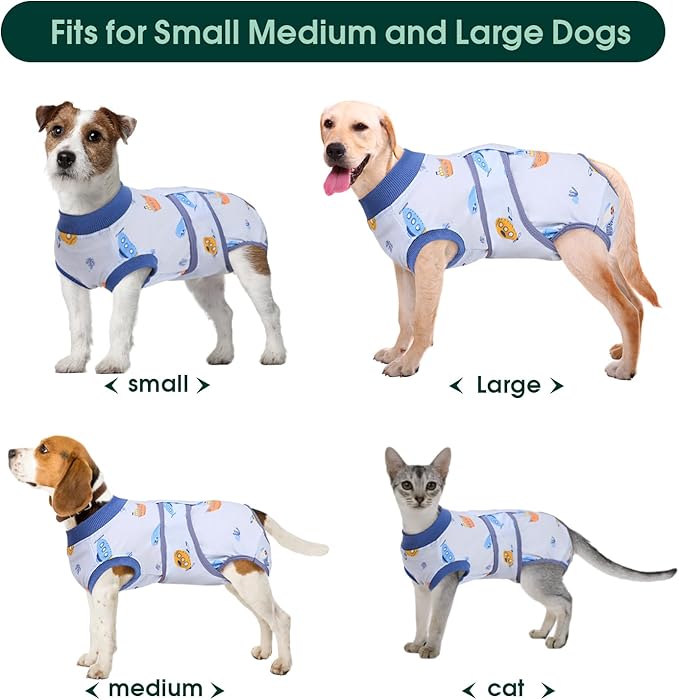 Kuoser Recovery Suit for Dogs Cats After Surgery, Professional Pet Recovery Shirt Dog Abdominal Wounds Bandages, Substitute E-Collar &amp; Cone,Prevent Licking Dog Onesies Pet Surgery Recovery Suit