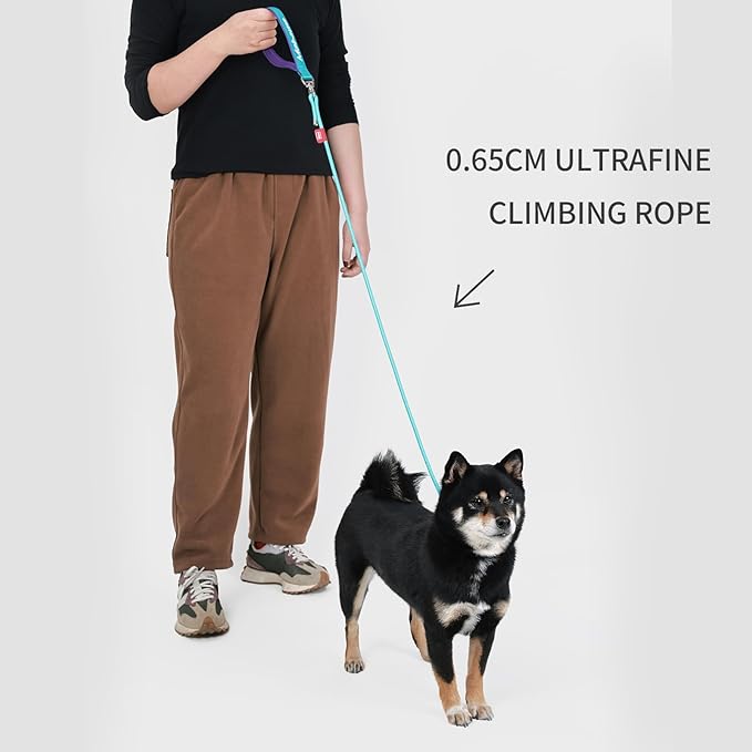 Dog Anti-Slip Leash 5FT with Metal Stopper - Durable No-Pull Training Lead for Small, Medium &amp; Large Dogs - Comfortable Handle Nylon Rope, Tangle-Free Pet Walking Leash (Lake Blue, 5.6FT)
