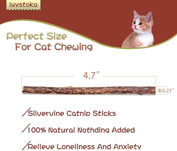 Cat Toys - Silvervine &amp; Matatabi Catnip Toys, 10PCS Indoor Kitty Chew Sticks &amp; Wand Toys for Bored Cats