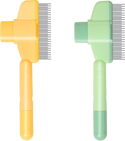 Pet Hair Removal Comb,New Cat Brush with Release Button,Pet Grooming Brush for Short&amp;Long Pet Hair,Deshedding Brush for Pet (yellow)