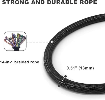Rope Dog Leash, 6 Foot Heavy Duty Dog Leash with Aviation Aluminum Auto Locking Carabiner, Strong Nylon Pet Lead for Small, Medium, Large Dogs (Black, 6FT)