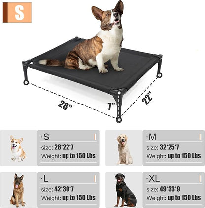 Elevated Dog Bed for Small Dogs, Raised Dog Cot Beds Fits Up to 150 LBs, Heavy Duty Pet Cots with Durable Supportive Teslin Recyclable Washable Mesh, Indoor &amp; Outdoor Dog Bed, Green