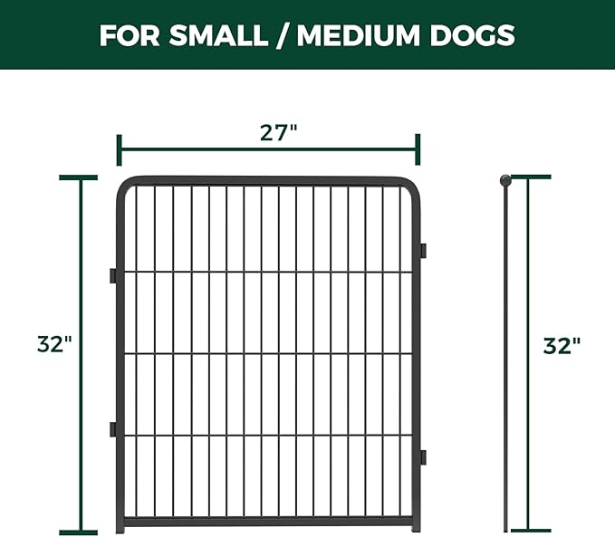 FXW Homeplus Unleashed Indoor Dog Playpen - Stress-Free and Safe Play, Heavy Duty 32 Inch 4 Wire Panels Dog Pen for Small and Medium Dogs, Black│Patented