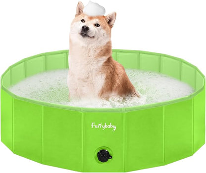 Furrybaby Dog Pool, Foldable Dog Pools for Large Dogs Portable Kiddie Pool Pet Doggie Wading Swimming PoolGreen 39&