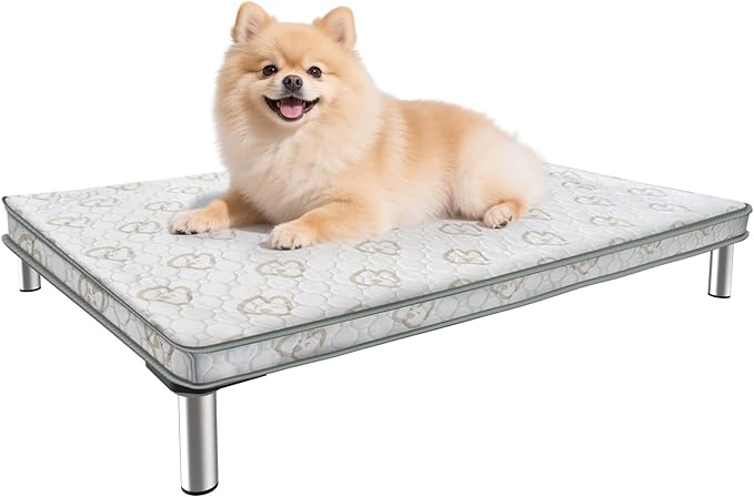 FXW TitanNest Chew-Proof Elevated Dog Bed, Raised Cot for Indoor/Outdoor/Camping Use, Durable &amp; Washable Padded Pet Bed with Exclusive Cover for Extra-Small Dogs, 30.0" L x 22.0" W x 4.5" H, Gray
