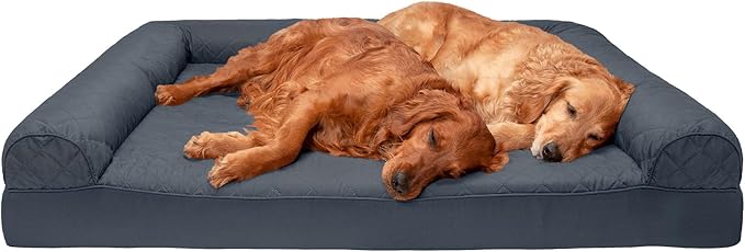 Furhaven Orthopedic Dog Bed for Large Dogs w/ Removable Bolsters &amp; Washable Cover, For Dogs Up to 125 lbs - Quilted Sofa - Iron Gray, Jumbo Plus/XXL