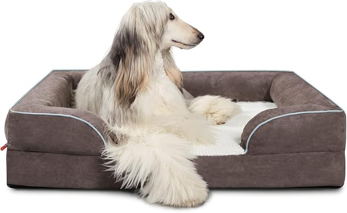 Laifug Large Orthopedic Premium Memory Foam Dog Bed, Dog Sofa with Washable and Removable Suede Cover, Waterproof Liner and Non-Slip Bottom Grey, Large(40&
