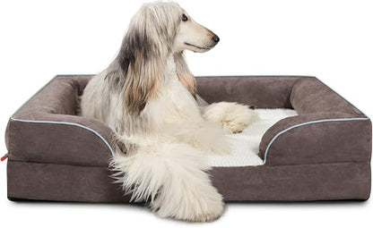 Laifug Large Orthopedic Premium Memory Foam Dog Bed, Dog Sofa with Washable and Removable Suede Cover, Waterproof Liner and Non-Slip Bottom Grey, Large(40&
