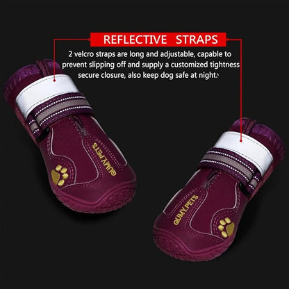 QUMY Dog Shoes for Large Dogs, Medium Dog Boots &amp; Paw Protectors for Winter Snowy Day, Summer Hot Pavement, Waterproof in Rainy Weather, Outdoor Walking, Indoor Hardfloors Anti Slip Sole Purple Size 5