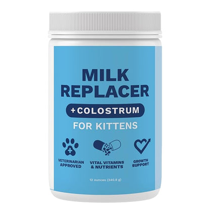 Under the Weather Kitten Milk Replacer Powder + Colostrum | Kitten Milk Replacement Formula | Nutrient-Rich Formula with Colostrum for Immune &amp; Digestive Support – 12 oz