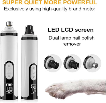 Upgrade Heusom Groom Pro Nail Grinder Cordless with LED Light &amp; 3 Speeds, Dog Cat Nail Trimmer 2000mAh Long-Lasting Battery for Thick Nails for Dogs and Cats (1 Pc+1 Head)