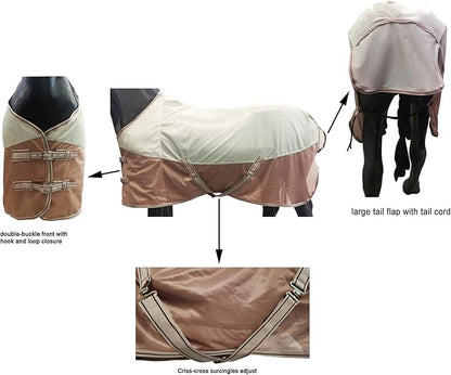 BARN &amp; STABLE Breathable and UV Protective Tear-Resistant Mesh Horse Fly Sheet Comfy Equine Summer Sheet with Removable Web Leg Straps
