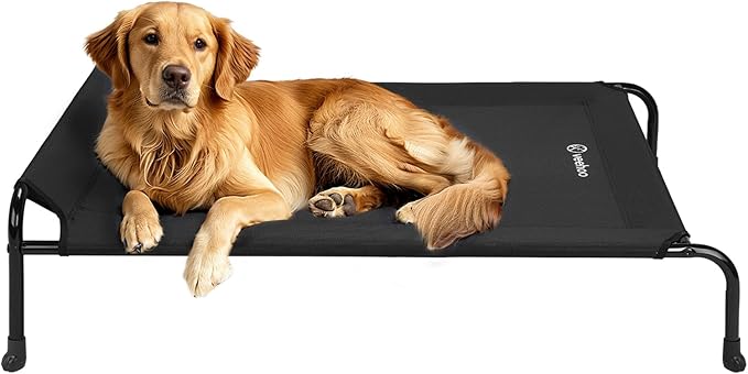 Veehoo Original Elevated Dog Bed - Outdoor Raised Dog Cot, One-Sided Raised Headboard Cooling Pet Bed, Non-Slip &amp; Breathable, XL