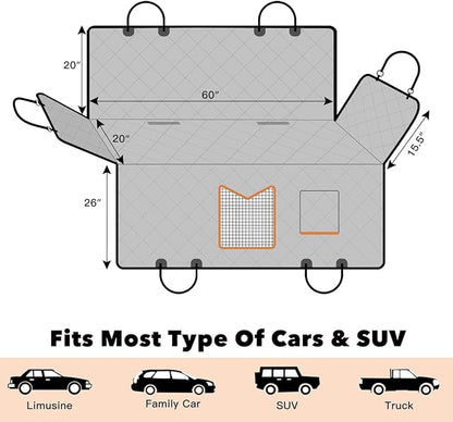 Kytely Dog Car Seat Cover XL, Heavy Duty Dog Seat Cover for Back Seat, 100% Waterproof Nonslip Hammock for Car with Side Flap, Scratch Proof Pet Back Seat Covers