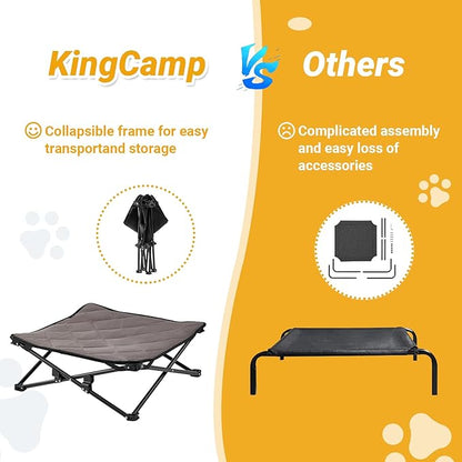 KingCamp Elevated Dog Bed for Small Dogs, Outdoor Raised Cooling Pet Cot Bed with Washable Breathable Mesh &amp; No-Slip Feet Perfect for Camping, Backyard, Indoor Use (S, Black)