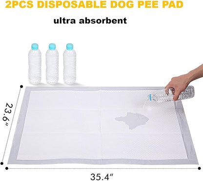 MEEXPAWS Dog Grass Pad with Tray Large, New Generation Odor Free Instant-Penetration Artificial Grass for Dog Potty with Tray, Indoor Dog Litter Box for Balcony,Hemmed Edge, Disposable Pee Pad, Green