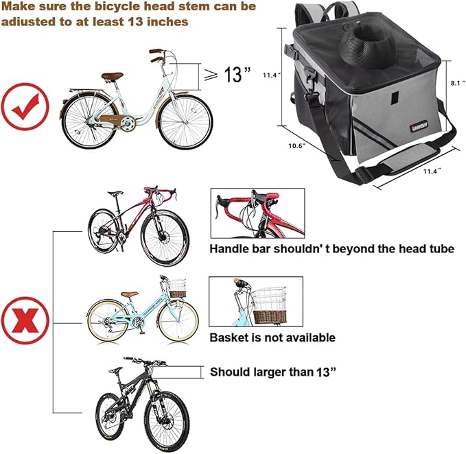 Pet Carrier Bicycle Basket Bag Pet Carrier/Booster Backpack for Dogs and Cats with Big Side Pockets,Comfy &amp; Padded Shoulder Strap,Travel with Your Pet Safety（Titanium）