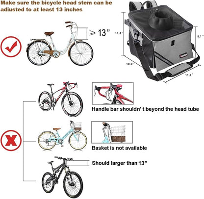 Pet Carrier Bicycle Basket Bag Pet Carrier/Booster Backpack for Dogs and Cats with Big Side Pockets,Comfy &amp; Padded Shoulder Strap,Travel with Your Pet Safety（Titanium）