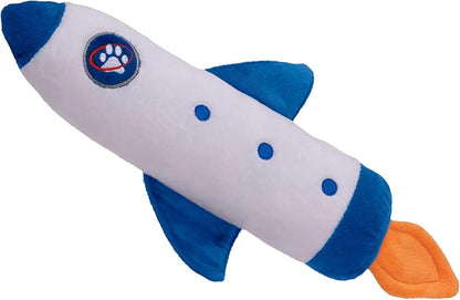 Furhaven Plush Cat Toy w/ Catnip for Indoor Cats, Washable &amp; Durable w/ Refillable Catnip Pocket - Rocket Kicker Plush Toy - White/Blue, One Size