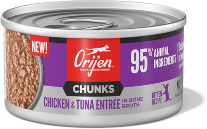 ORIJEN Chunks &amp; Shreds Wet Cat Food Chicken and Tuna Kitten Entrée 3oz Cans (12 Count)