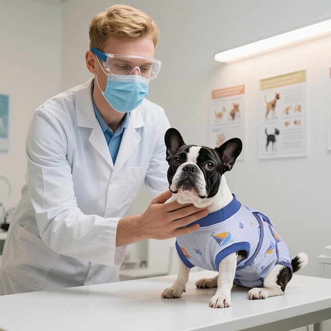 Kuoser Recovery Suit for Dogs Cats After Surgery, Professional Pet Recovery Shirt Dog Abdominal Wounds Bandages, Substitute E-Collar &amp; Cone,Prevent Licking Dog Onesies Pet Surgery Recovery Suit