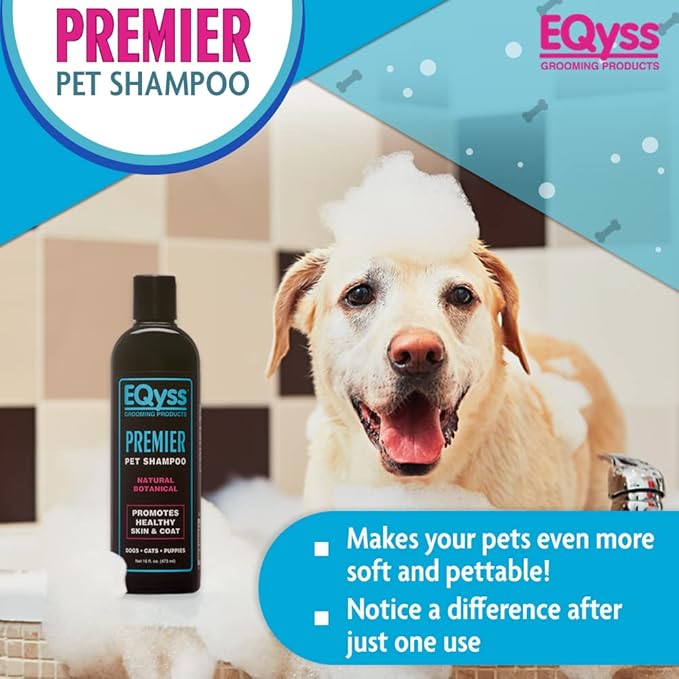 EQyss Premier Pet Shampoo - Cleanses &amp; Moisturizes Coat, Adds Volume, Intensifies Colors, Residue-free Finish - For All Dogs, Cats, Puppies (16 oz)