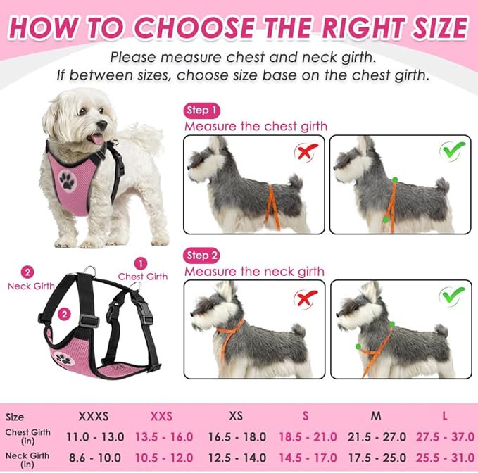 SlowTon Dog Seat Belt Harness for Car, Dog Car Harness Adjustable Mesh Breathable &amp; Dog Seatbelt Safety Tether with Elastic Bungee for Small Medium Large Pets(Pink, Single Clip, S)
