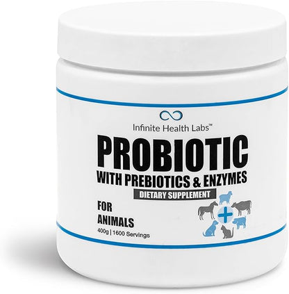Probiotics for Dogs and Cats - Vet Formulated Pet Prebiotic &amp; Enzyme Powder for Digestive, Gut &amp; Immune Health - 1600 Servings (400 g)