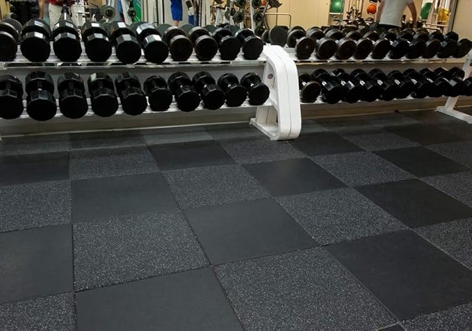 American Floor Mats - Extreme Rubber Gym Tiles - 1 Inch Thick Colorful Rubber Gym Tiles - Superior Shock and Sound Absorbing Tiles - 35% Blue/Grey/White 25 Tile Pack (Covers 100 Sq Ft)