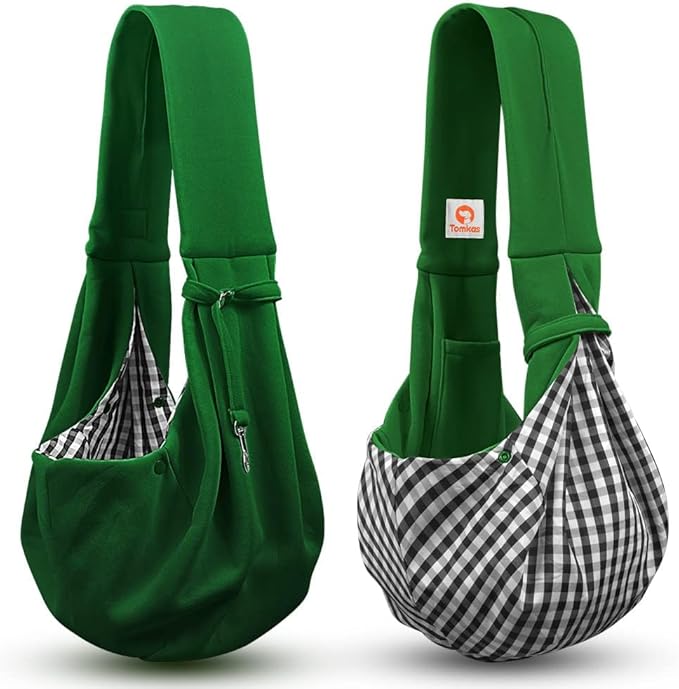 Tomkas Small Dog Sling Carrier - Classic Pocket &amp; Classic Strap - for 3-10 lbs Pets(Emerald Green)