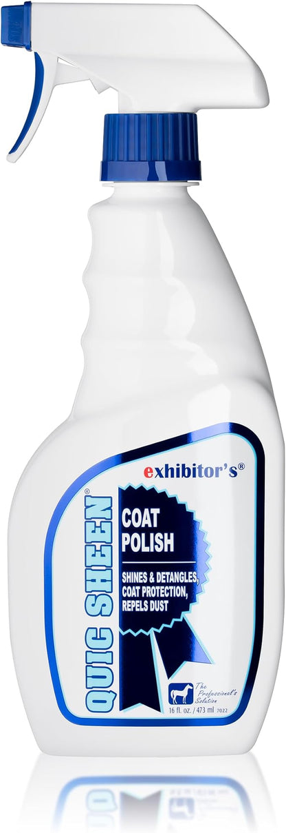 Quic Sheen Coat Polish – 16 oz, Shines &amp; Detangles, Repels Dust, Creates Mirror-Like Shine for Mane, Tail &amp; Coat