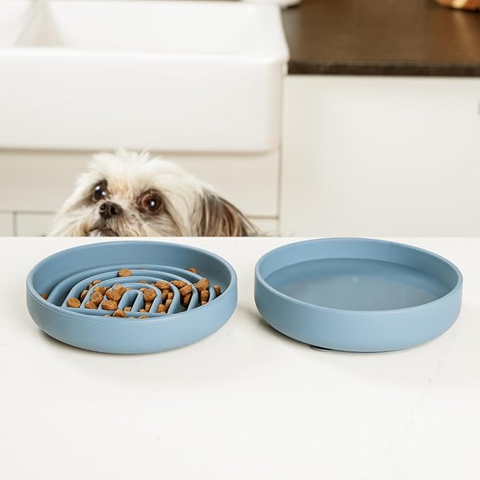 The Slowdown Bowl Silicone Slow Feeder for Cats &amp; Kittens, Slow Eating Mealtime Solution with Lick Modern Mat Design, Reduces Gulping, Fits 1 Cup 6” Across x 1.25” Tall, Small-Terracotta