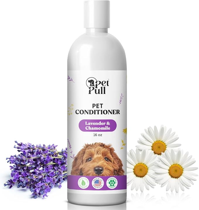 Dog Conditioner Puppy Essentials - Moisturizing Conditioner for Dogs with Lavender and Chamomile Scent - Plant Based Dog Bath Supplies Detangle and Revive Pet&
